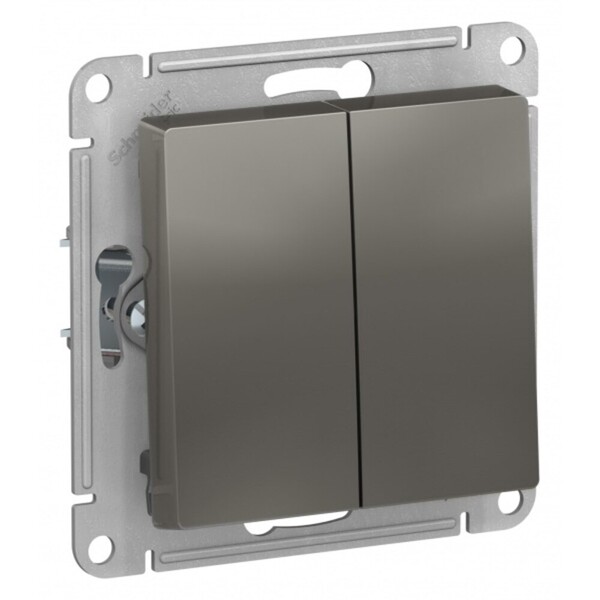 Выключатель Systeme Electric AtlasDesign двухклавишный встраиваемый сталь (ATN000951)