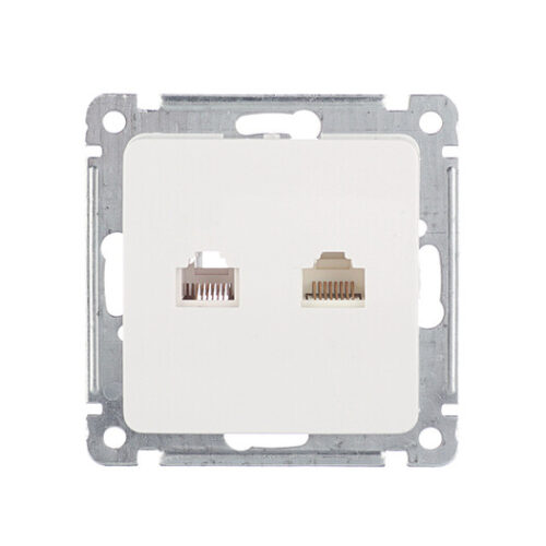 Розетка компьютерная/ телефонная Hegel Master встраиваемая белая RJ11/ RJ45 (РСКТ-440)