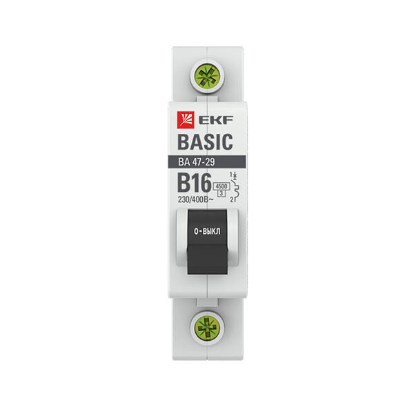 Автоматический выключатель модульный EKF Basic ВА 47-29 1P 16А тип В 4,5 кА 230 В (mcb4729-1-16-B)