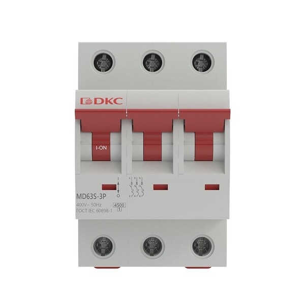 Автоматический выключатель модульный DKC Yon Max MD63S 3P 63А тип C 4,5 кА 400 В (MD63S-3PC63)