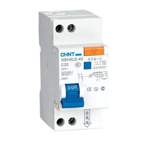 Автомат дифференциальный Chint NBH8LE-40 20А 30 мА 1P+N тип AC 4,5 кА (206063)