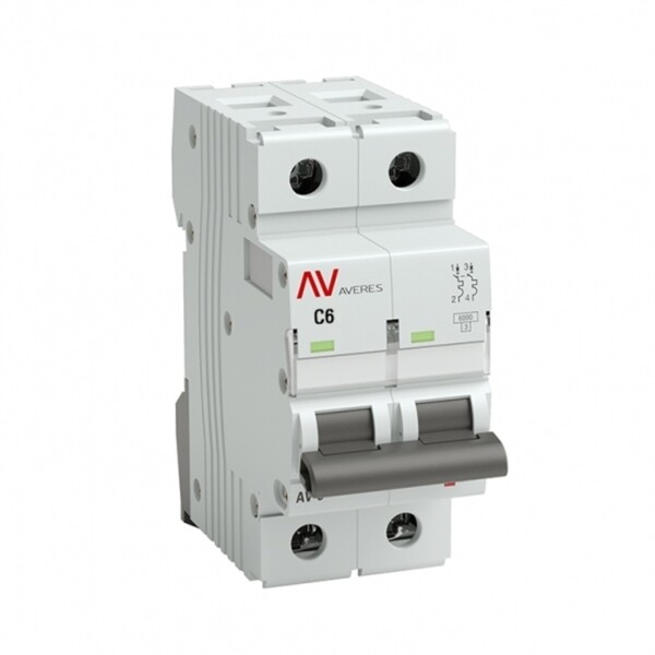 Автоматический выключатель модульный EKF Averes AV-6 DC 2Р 6А тип C 6 кА 230 В (mcb6-DC-2-06C-av)