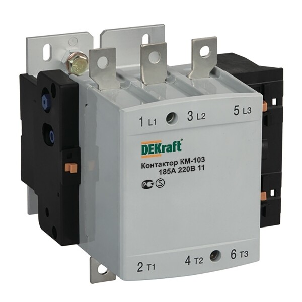 Контактор модульный Dekraft КМ-103 (22156DEK) 220-230 В 225 А тип AC 1НО+1НЗ