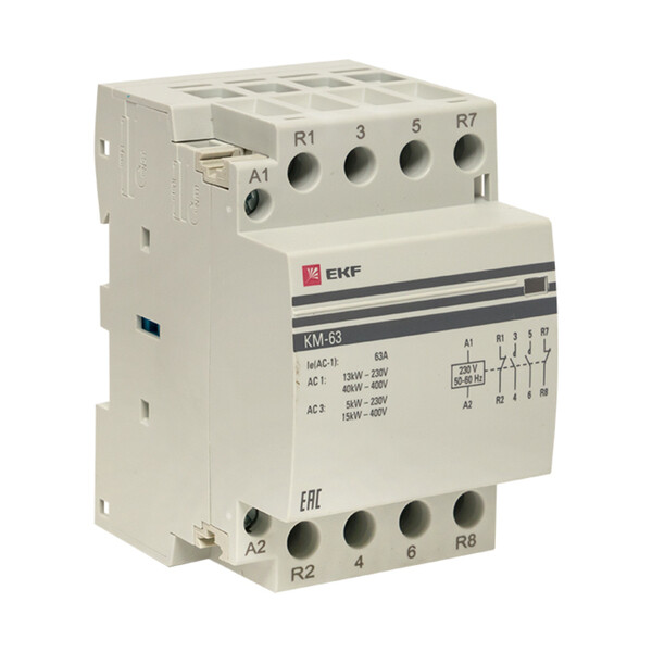 Контактор модульный EKF PROxima (km-3-63-22) 230-400 В 63 А тип AC 4Р