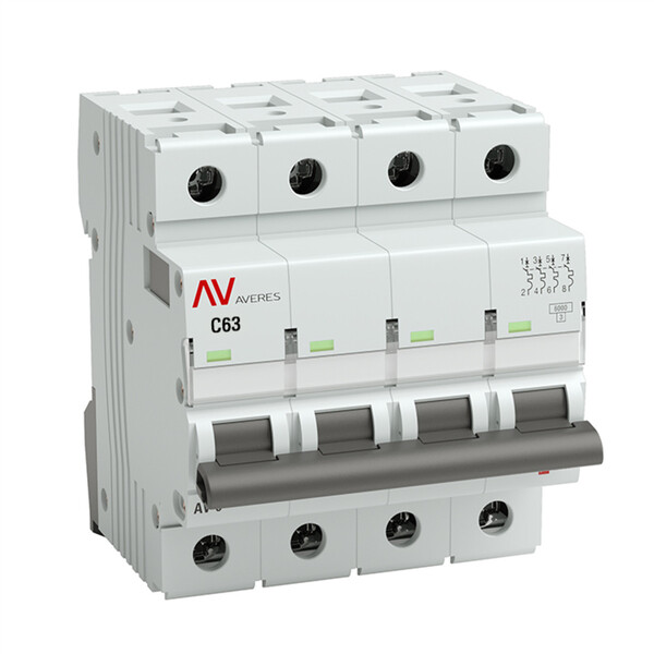 Автоматический выключатель модульный EKF Averes AV-6 DC 4Р 63А тип C 6 кА 400 В (mcb6-DC-4-63C-av)