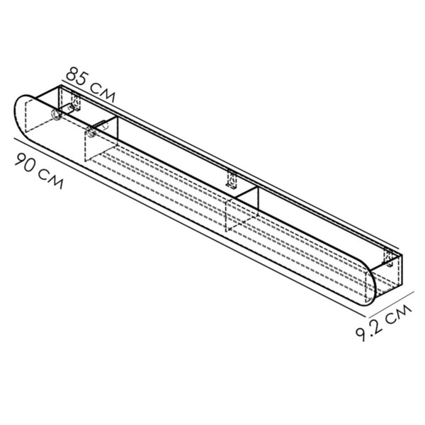 Полка для ванной Flow Round с крючками 900х92х90 мм металл белая (Fl-ro-pat90л-б)