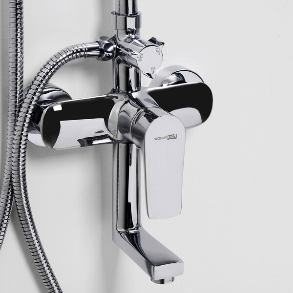 Душевая система WasserKraft с верхним душем с лейкой со смесителем хром (A16601)
