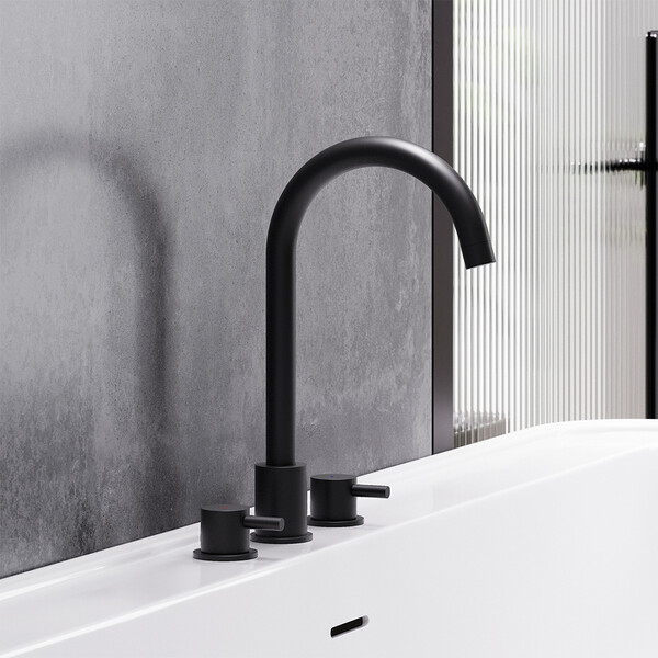 Смеситель для раковины встраиваемый Damixa Scandinavian Pure черный двухрычажный с поворотным изливом (360200300)