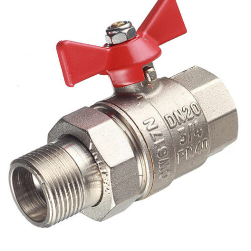 Кран шаровой латунный Valtec Base 3/4 ВР(г) х 3/4 НР(ш) бабочка с полусгоном прямой (VT.227.N.05)