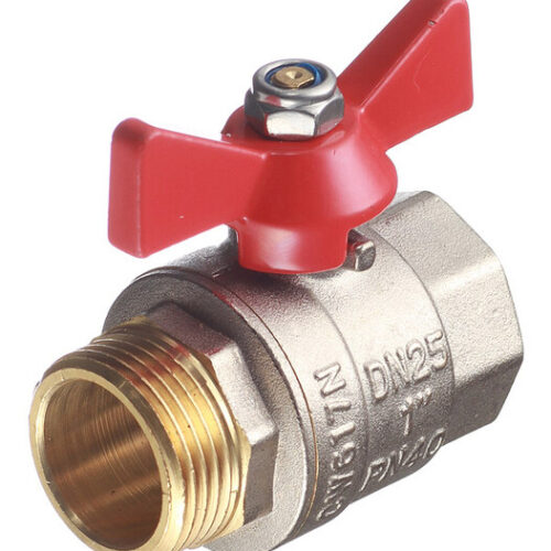 Кран шаровой латунный Valtec Base 1 ВР(г) х 1 НР(ш) бабочка прямой (VT.218.N.06)