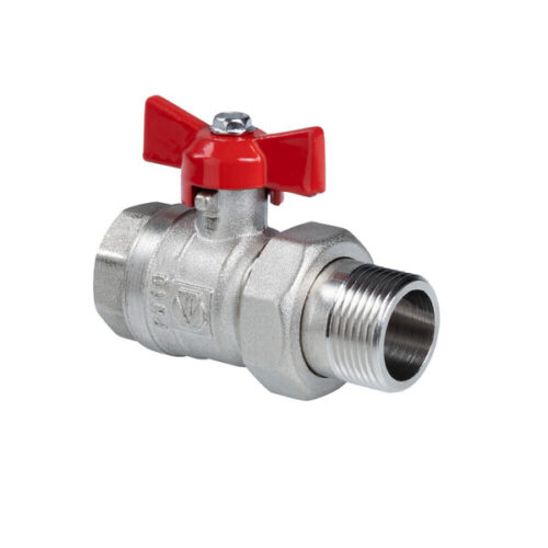 Кран шаровой латунный Valtec 3/4 ВР(г) х 3/4 НР(ш) полнопроходной бабочка с полусгоном прямой (VT.127.N.05)