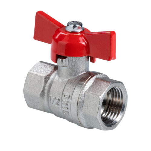 Кран шаровой латунный Valtec 1/2 ВР(г) х 1/2 ВР(г) полнопроходной бабочка прямой (VT.122.N.04)