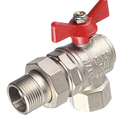 Кран шаровой латунный Valtec Base 3/4 ВР(г) х 3/4 НР(ш) бабочка с полусгоном угловой (VT.228.N.05)