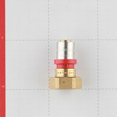 Соединитель прямой Tiemme с накидной гайкой и плоской прокладкой 16(пресс) х 3/4 ВР(г)