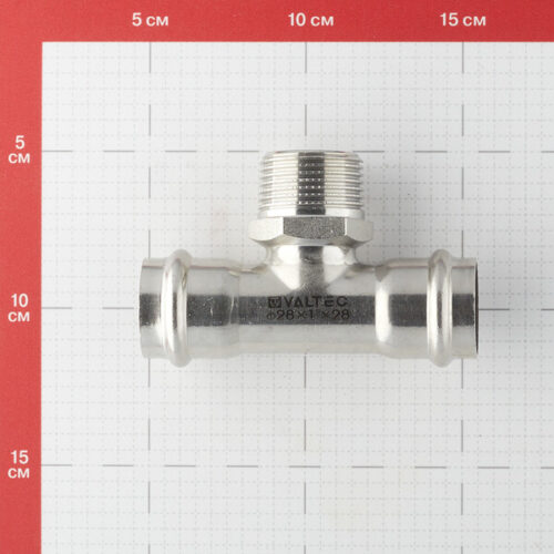 Тройник Valtec (VTi.933.I.280628) 28 мм х 1 НР(ш) х 28 мм нержавеющая сталь