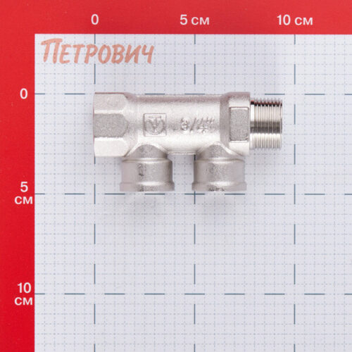 Коллектор Valtec 3/4 ВР(г) х 2 выхода 1/2 ВР(г) х 3/4" НР(ш) (VTc.550.N.0502)