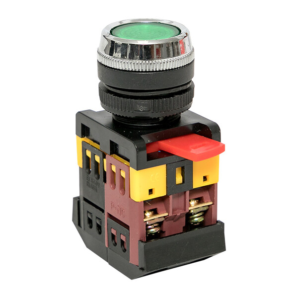 Кнопка плоская EKF PROxima ABLFS-22 230 В IP40 без фиксации с подсветкой зеленая (ablfs-22-g)