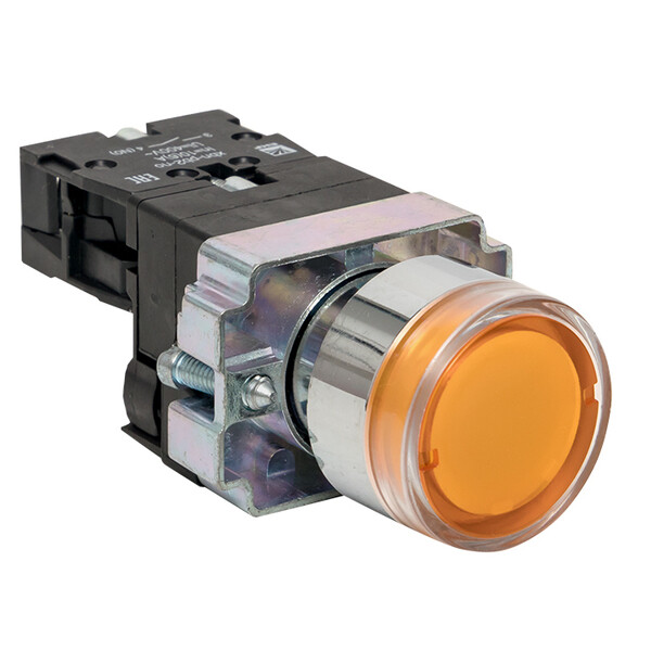 Кнопка плоская EKF PROxima BA51 24 В IP40 с подсветкой желтая (xb2-bw51-24)