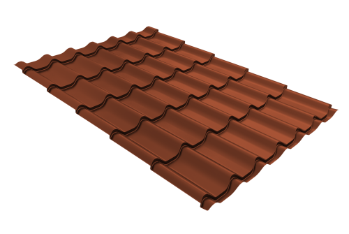 Металлочерепица Классик ("Classic") v01 0,5 Satin RAL 8004 терракота