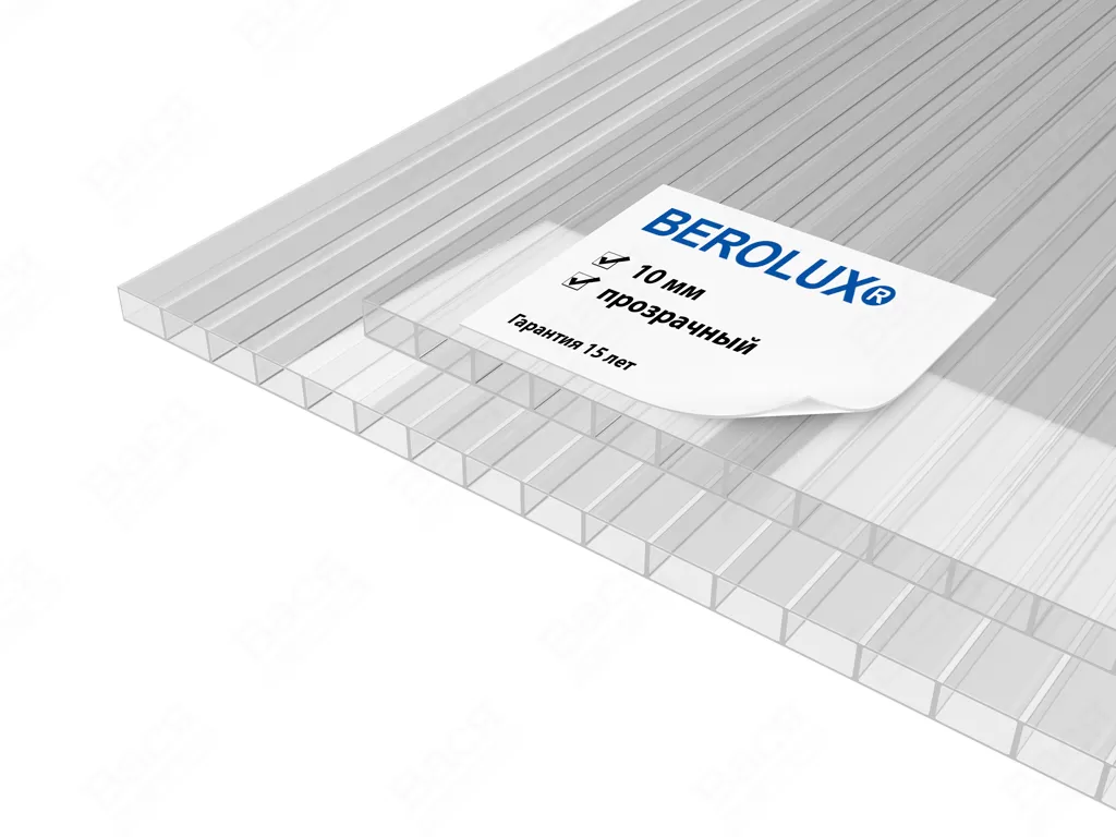 Сотовый поликарбонат BEROLUX прозрачный 12000x2100x10 мм