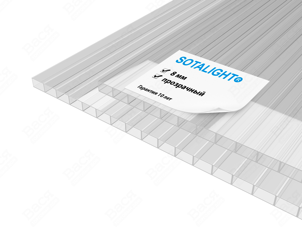 Сотовый поликарбонат SOTALIGHT прозрачный 12000x2100x8 мм