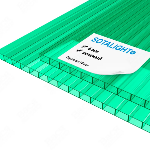 Сотовый поликарбонат SOTALIGHT зелёный 12000x2100x6 мм